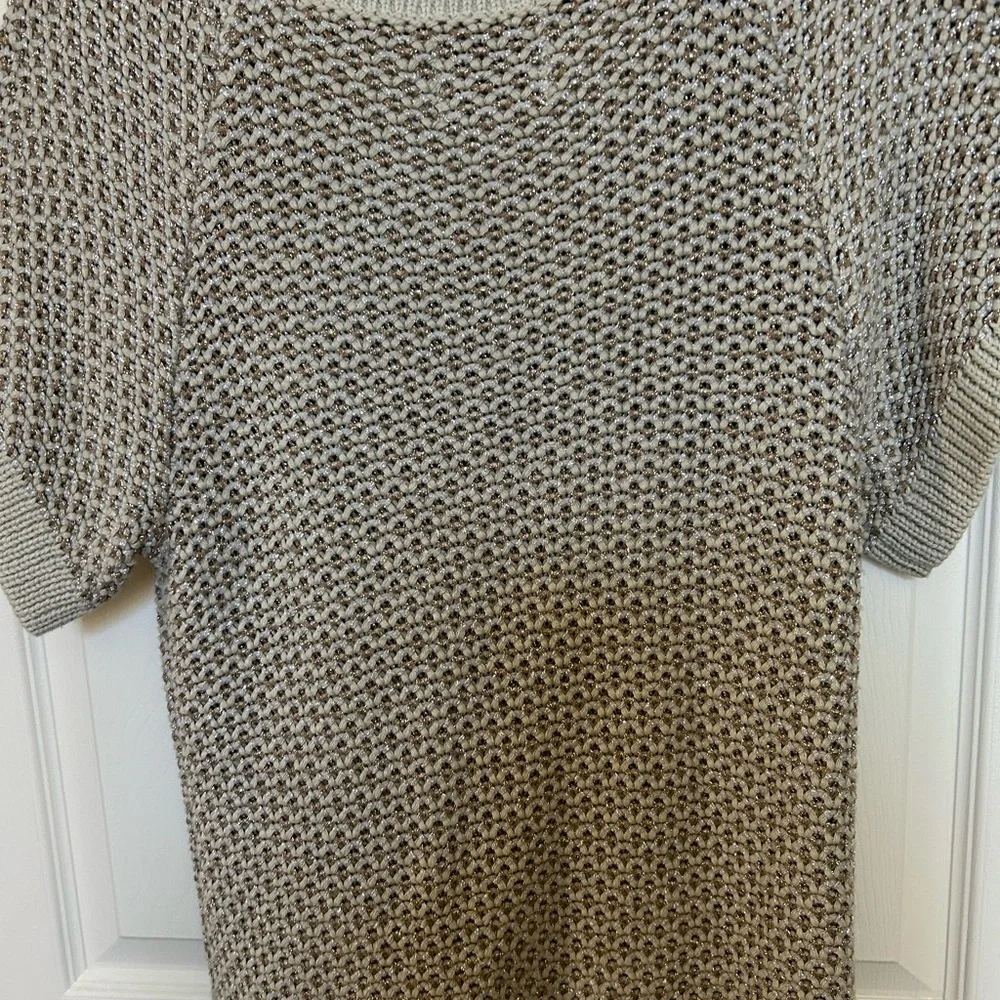 Banana Republic Heritage metallic knit short sleeve sweater shirt top sz M